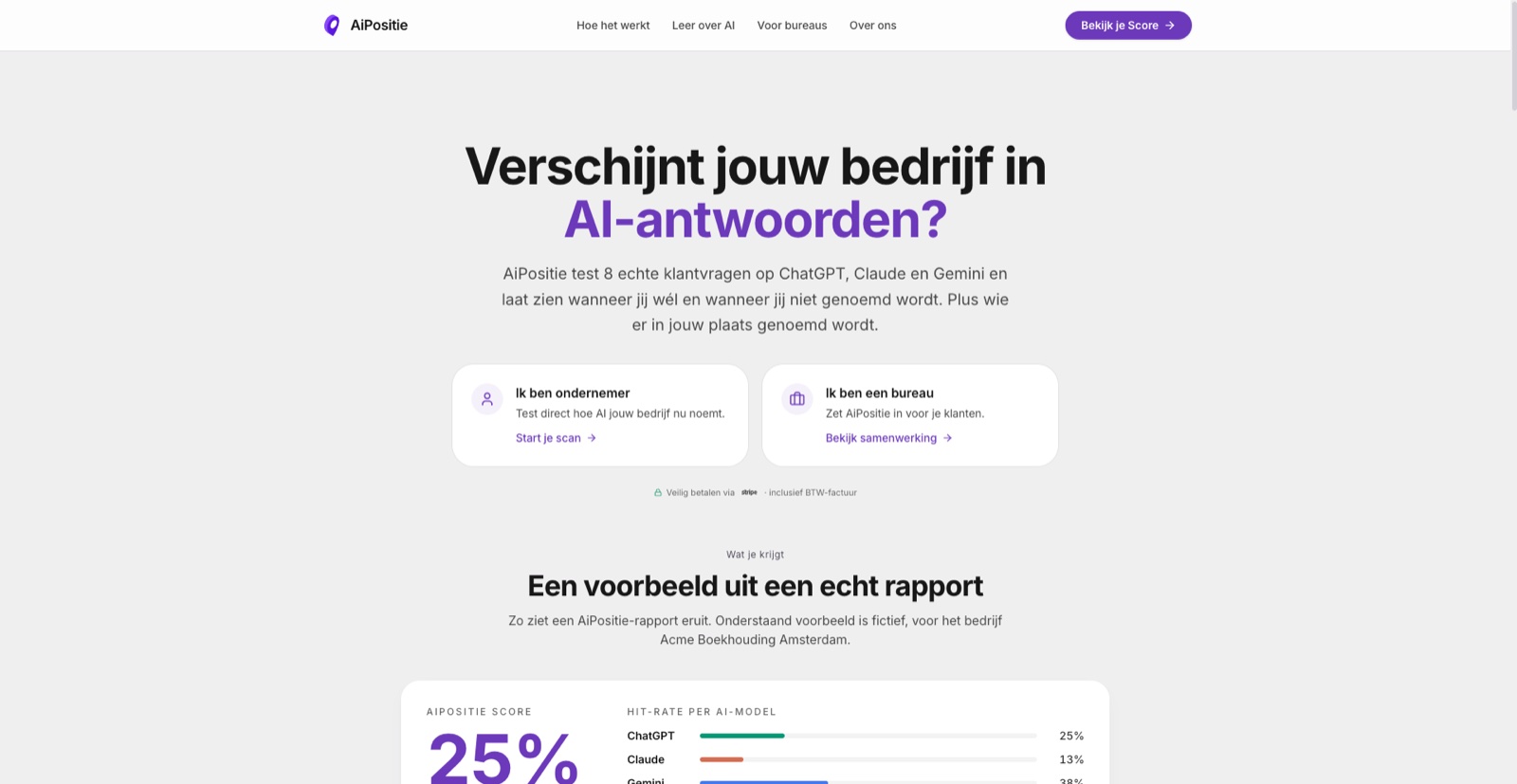 Screenshot van AiPositie